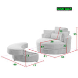 Linen Barrel Swivel Chair With Storage Ottoman - Furniture Home Direct