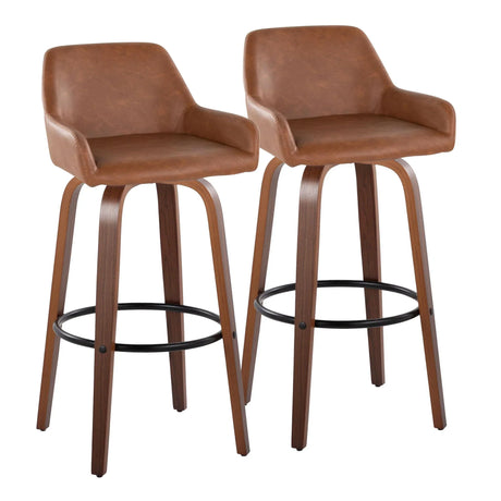 Daniella - Contemporary Fixed Height, Barstool & Swivel And Round Footrest (Set of 2) - Furniture Home Direct