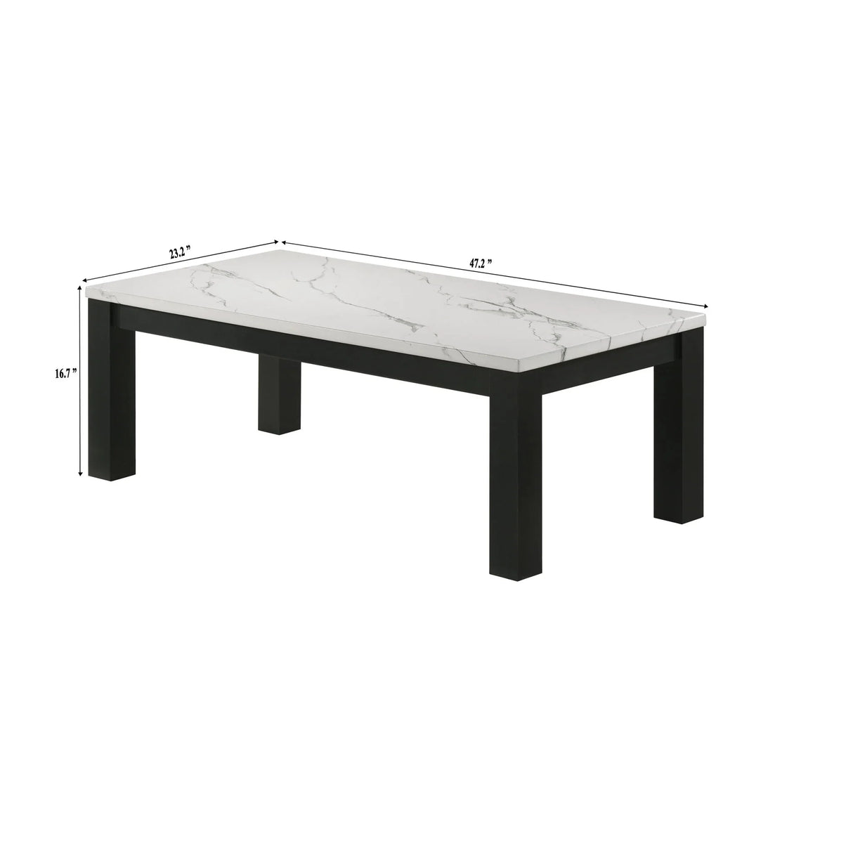 Modern 3 Piece Living Room Table Set With Faux Marble Top Wooden - Black / White - Furniture Home Direct