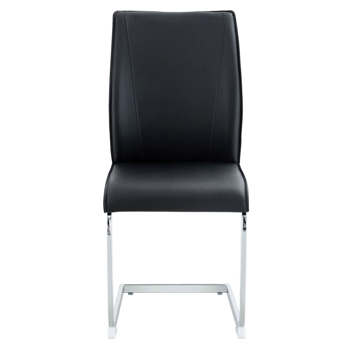 Dining Chair Set Modern Chrome Base PU Leather Black - Furniture Home Direct