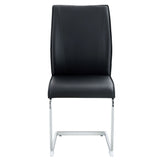 Dining Chair Set Modern Chrome Base PU Leather Black - Furniture Home Direct