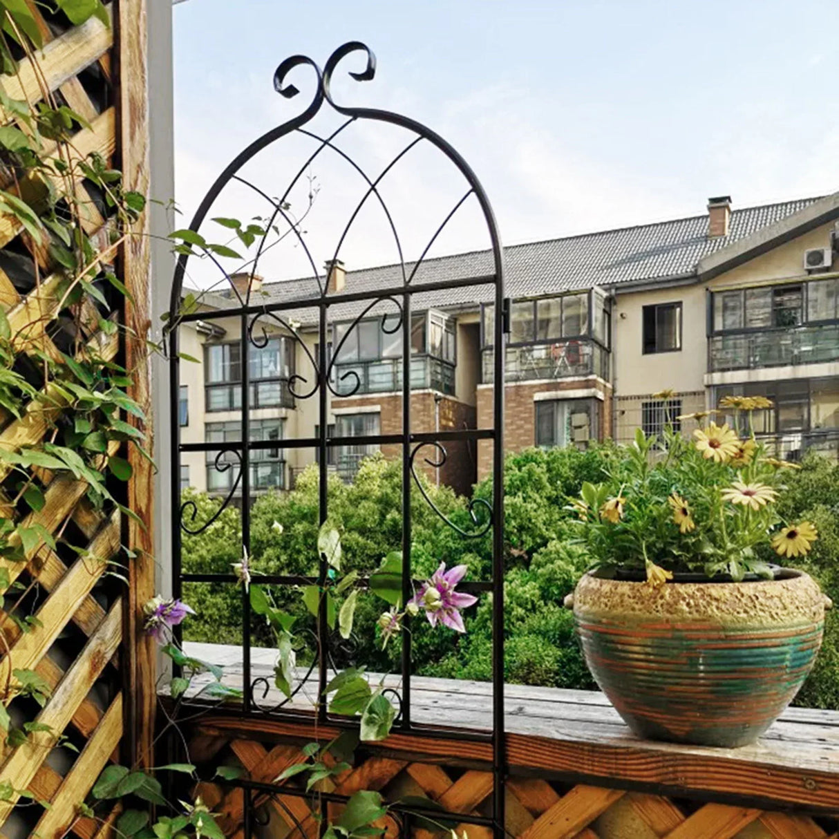 Metal Garden Rustproof Trellis For Climbing Plants Outdoor Flower Support - Furniture Home Direct