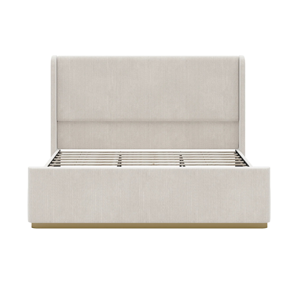 King Bed Corduroy Upholstered Storage Ottoman Light Grey - Furniture Home Direct