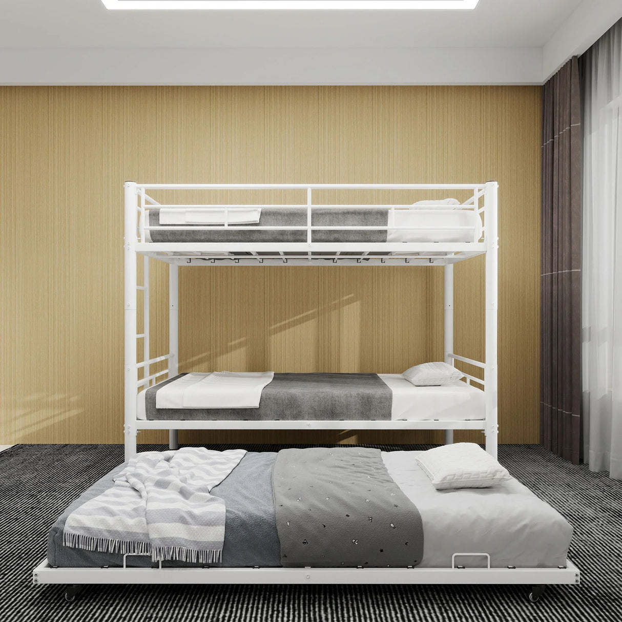 Bunk Bed For Kids, Convertible Frame With Ladders & Guardrail - Furniture Home Direct