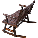 Rustic Outdoor Wood Rocking Bench Double Rocking Chair For 2 Persons With Curved Seat, Porch Rocker - Brown - Furniture Home Direct