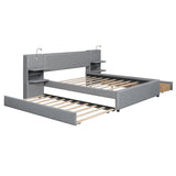 Upholstered Platform Bed With Reading Lights, Drawers, Trundle And Shelves - Furniture Home Direct