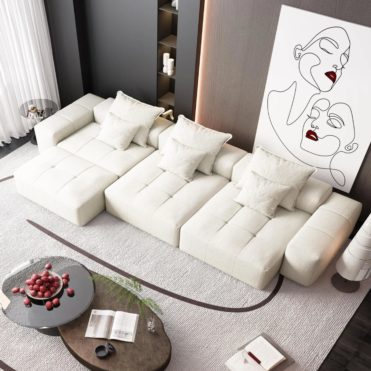 Modern Oversized Diy Combination Modular Sectional Sofa With Pillows - Furniture Home Direct