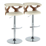 Gardenia - Mid Century Modern Adjustable Barstool With Swivel With Rounded T Footrest (Set of 2) - Furniture Home Direct