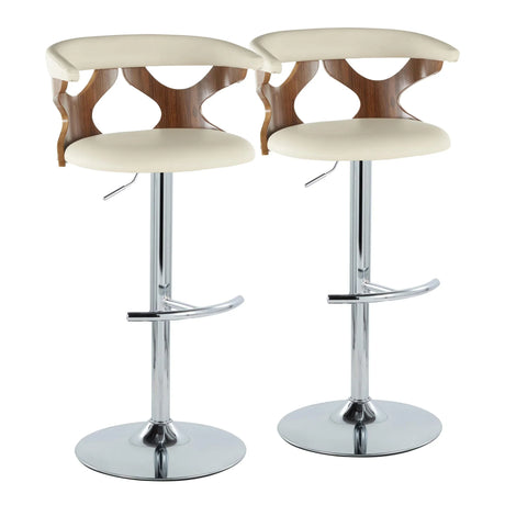 Gardenia - Mid Century Modern Adjustable Barstool With Swivel With Rounded T Footrest (Set of 2) - Furniture Home Direct