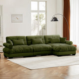 Modern Sectional Sofa With Ottoman, Round Bolster Armrests, Waist And Throw Pillows - Furniture Home Direct