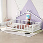 House-Shaped Bedside Floor Bed With Guardrails, Slats, With Door - Furniture Home Direct
