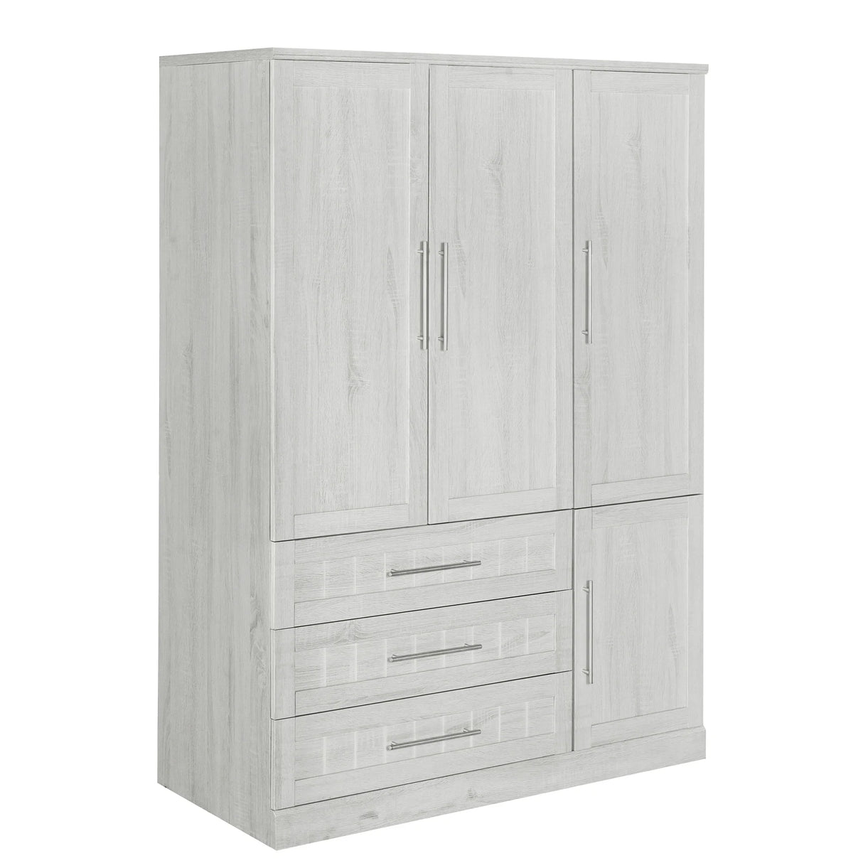 Wardrobe With 4 Doors And 3 Drawers Solid Wood White - Furniture Home Direct