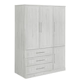 Wardrobe With 4 Doors And 3 Drawers Solid Wood White - Furniture Home Direct