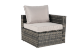 Wicker Outdoor Sectional Set with Curved Ottoman & Glass Top Table - Furniture Home Direct