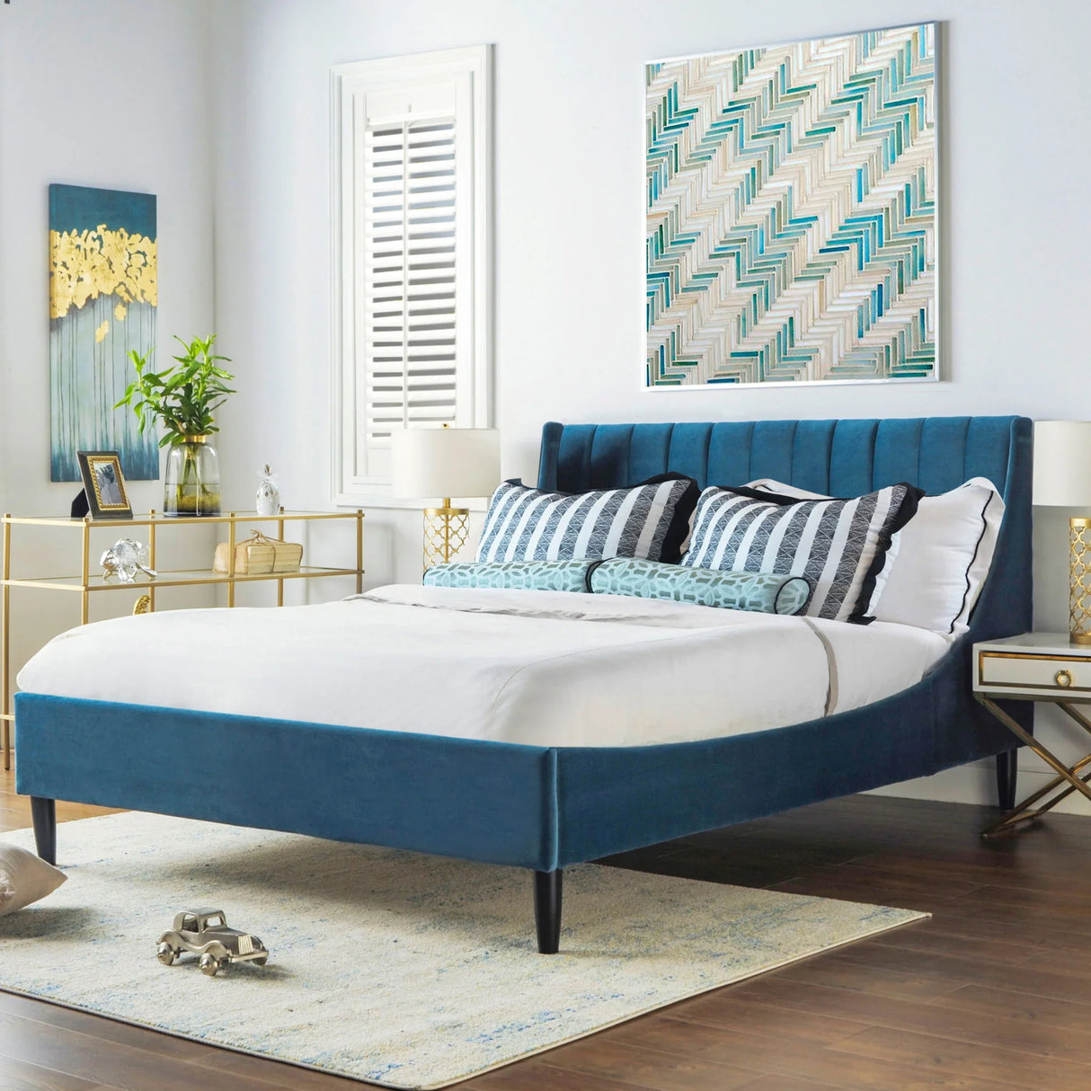 Aspen - Vertical Tufted Modern Headboard Platform Bed Set - Furniture Home Direct