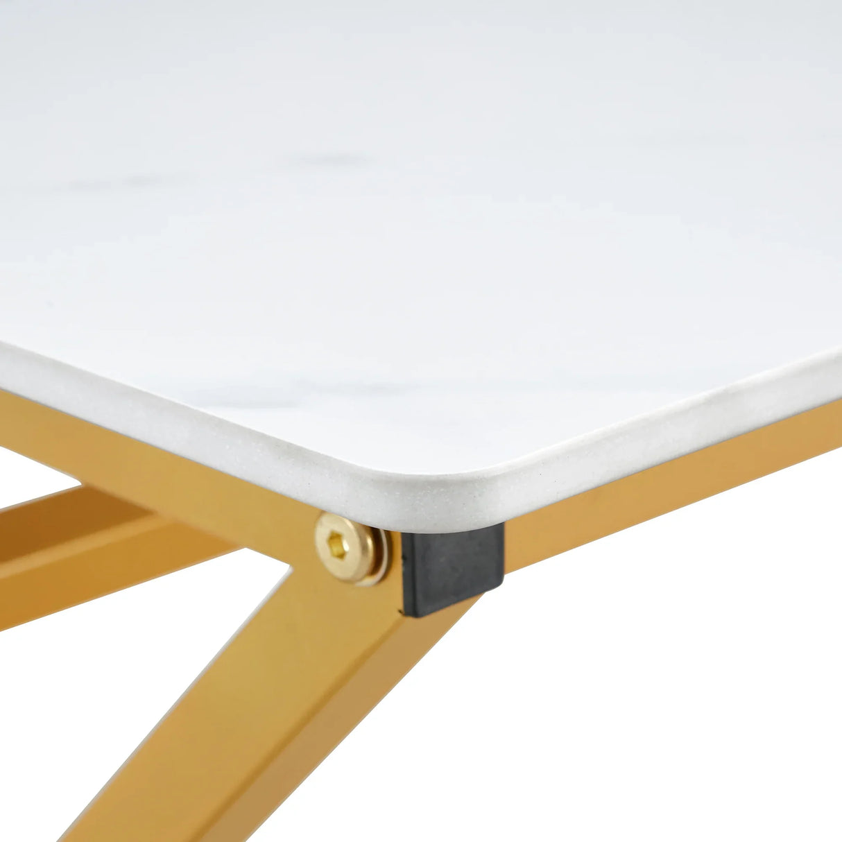 Coffee Table Marble Top Contemporary With Gold Frame White - Furniture Home Direct