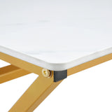 Coffee Table Marble Top Contemporary With Gold Frame White - Furniture Home Direct