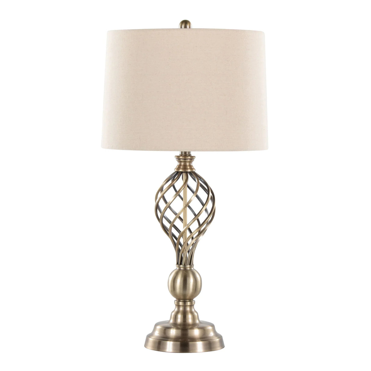 Linx - Twist Contemporary Table Lamp (Set of 2) - Antique Soft Brass / White - Furniture Home Direct