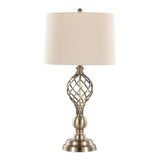 Linx - Twist Contemporary Table Lamp (Set of 2) - Antique Soft Brass / White - Furniture Home Direct