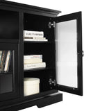 Transitional Classic 70" TV Stand For 80" TVs With 4 Glass Doors - Furniture Home Direct