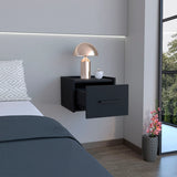Floating Nightstand, Space Saving Design With Handy Drawer And Surface - Black - Furniture Home Direct