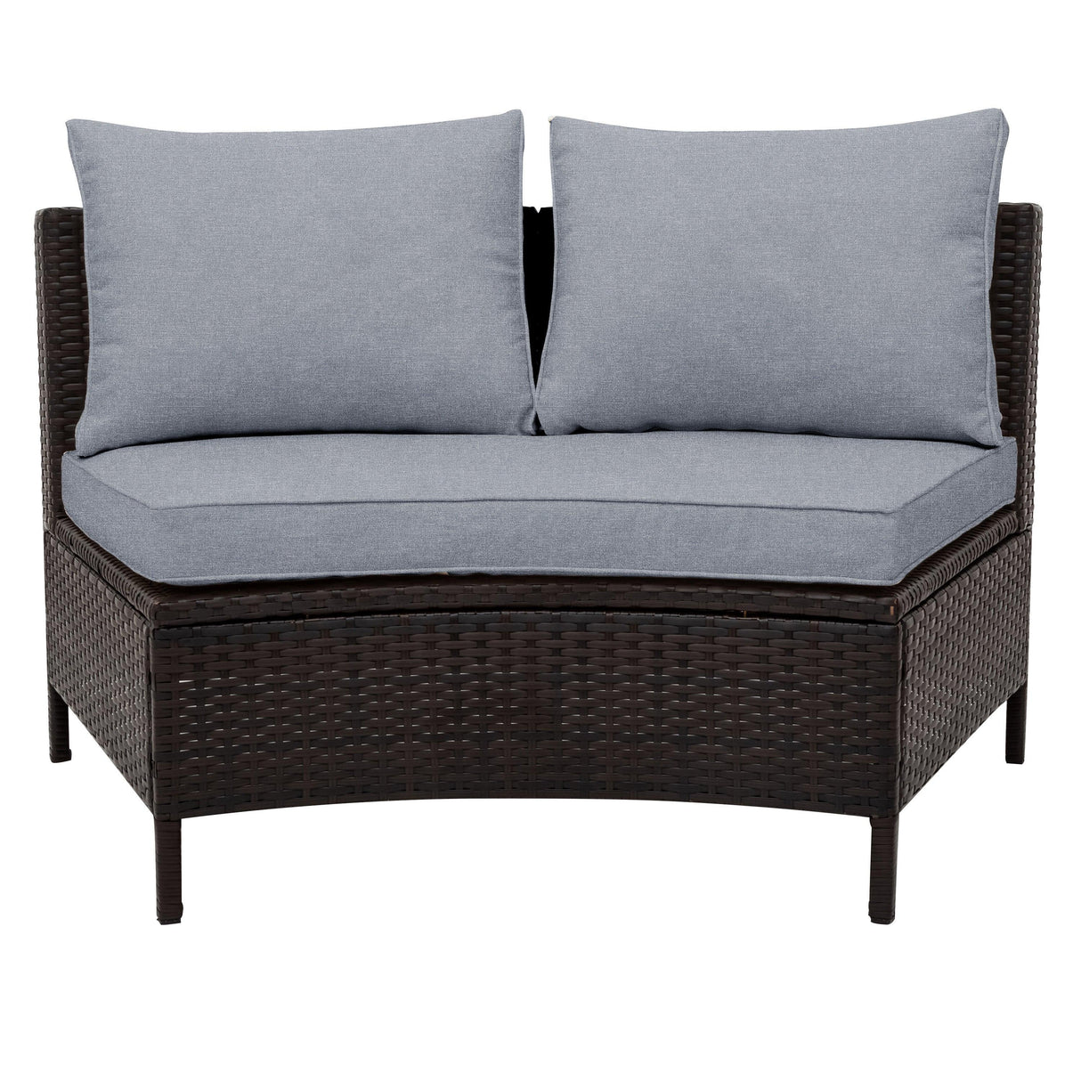 4 Piece Curved Wicker Patio Sectional with Coffee table - Gray - Furniture Home Direct