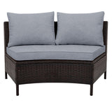 4 Piece Curved Wicker Patio Sectional with Coffee table - Gray - Furniture Home Direct