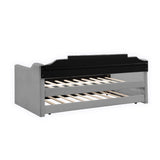Daybed With Trundle Velvet Contemporary Twin Size Grey - Furniture Home Direct