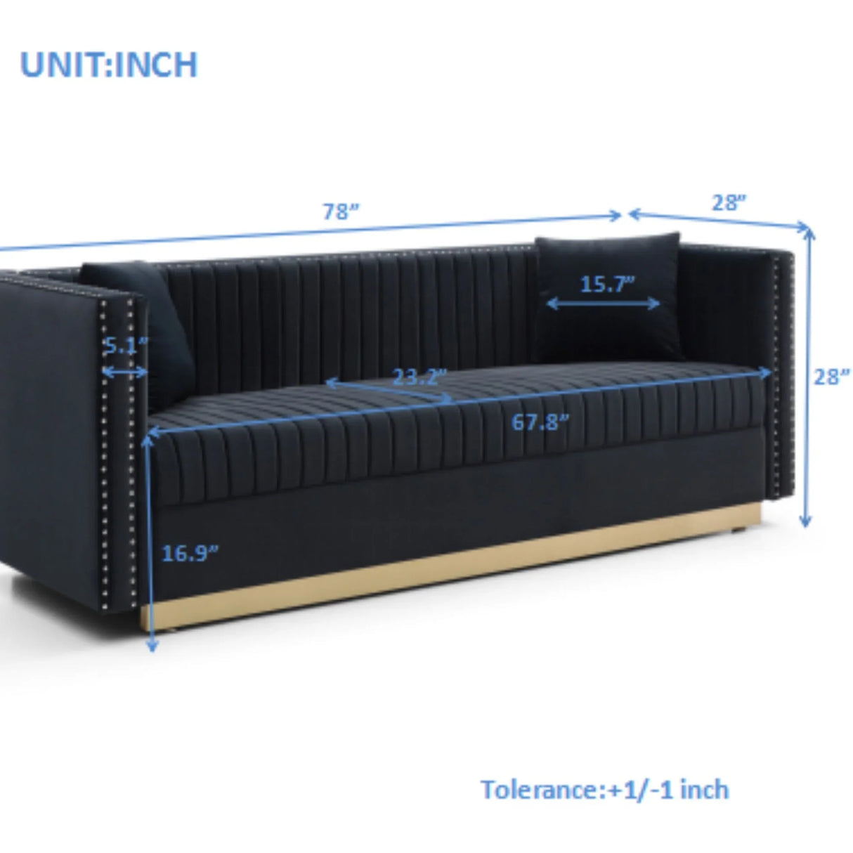 Contemporary Vertical Channel Tufted Sofa Modern Upholstered Couch For Living Room With 2 Pillows - Furniture Home Direct