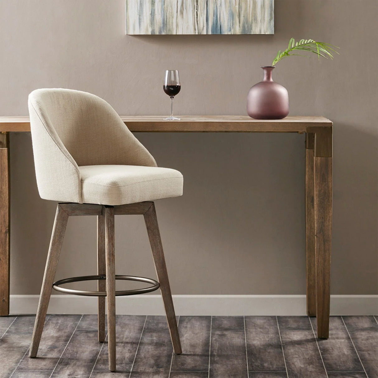 Bar Stool With Swivel Seat - Sand - Furniture Home Direct