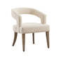 Wide Modern Barrel Open Back Upholstered Accent Chair With Weathered Solid Wood Legs - Furniture Home Direct