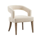 Wide Modern Barrel Open Back Upholstered Accent Chair With Weathered Solid Wood Legs - Furniture Home Direct