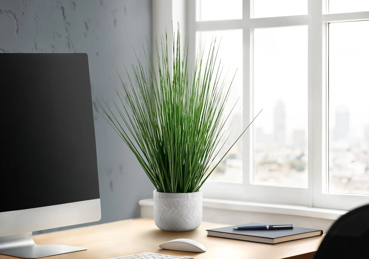 21" Tall, Artificial Plant, Grass, Indoor, Faux, Fake, Table, Greenery, Potted, Real Touch, Decorative - Green / White - Furniture Home Direct