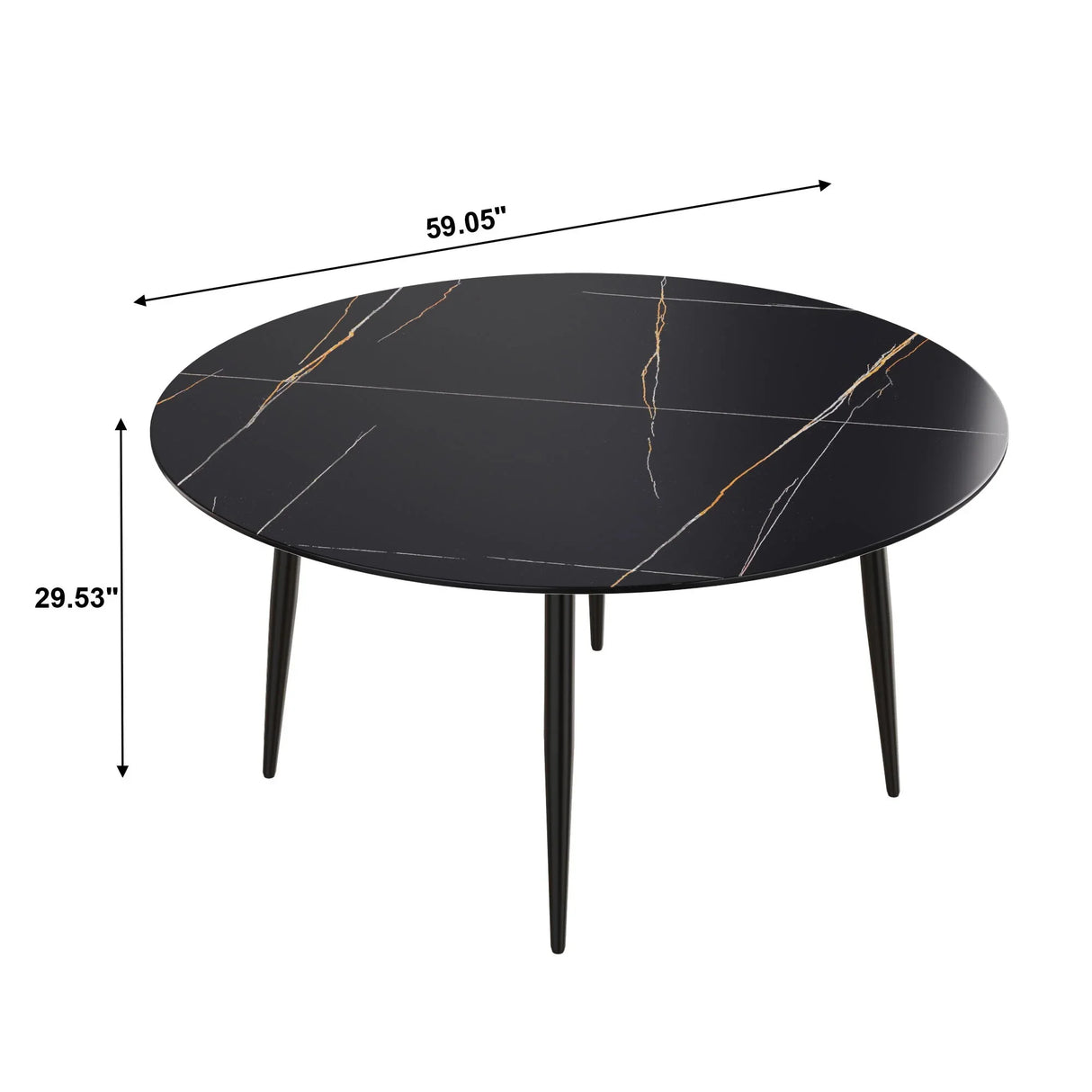 Modern Man-Made Stone Round Dining Table-Position For 6 People - Furniture Home Direct