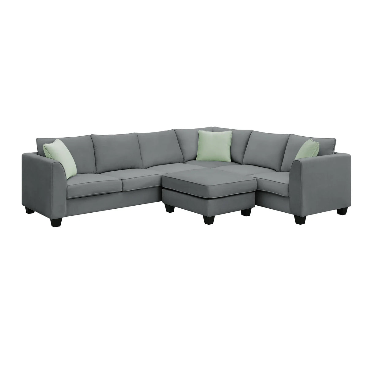 Sectional Sofa Modern Fabric Modular With Ottoman Grey - Furniture Home Direct