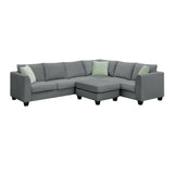 Sectional Sofa Modern Fabric Modular With Ottoman Grey - Furniture Home Direct