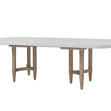 Triad - Double Pedestal Dining Table With Leaf - Sand - Furniture Home Direct