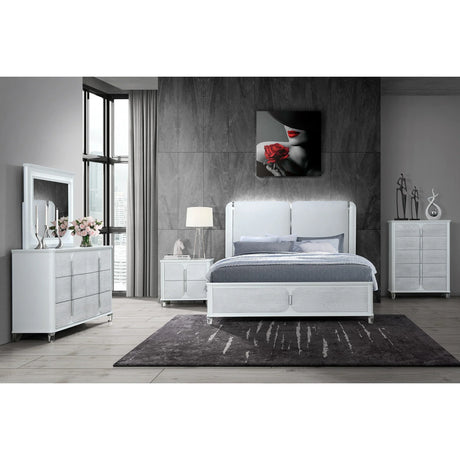 King Bedroom Set Contemporary Wood Finish Sleek Grey - Furniture Home Direct