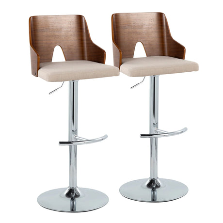 Ariana - Mid Century Modern Adjustable Barstool Stool With Swivel With Rounded T Footrest (Set of 2) - Furniture Home Direct