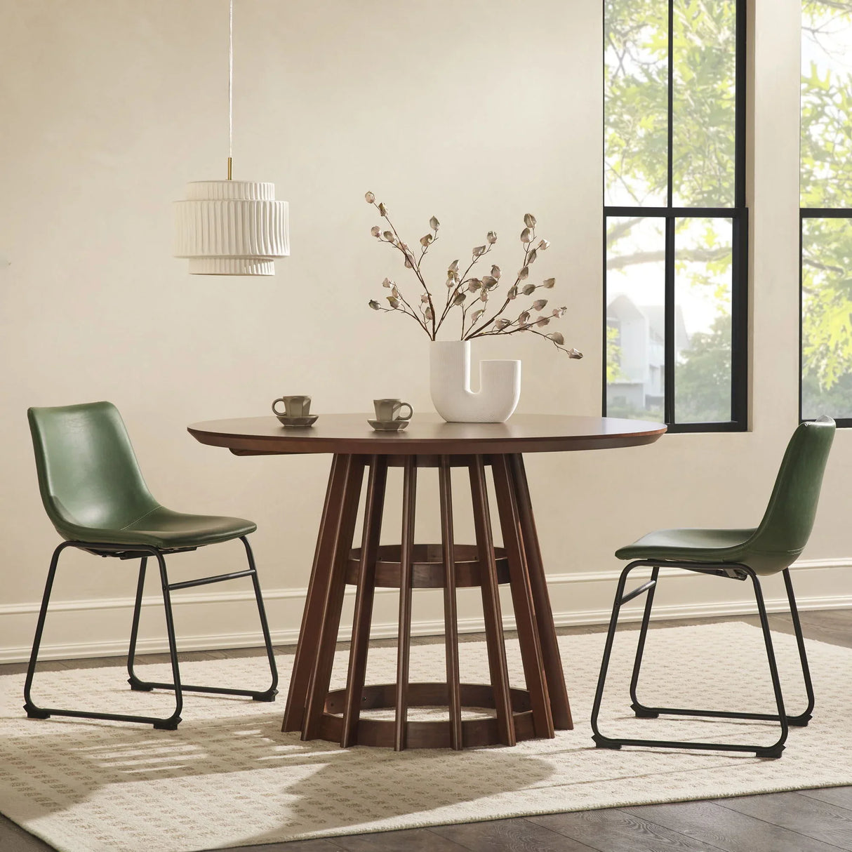 Round Dining Table With Pedestal Base - Brown - Furniture Home Direct