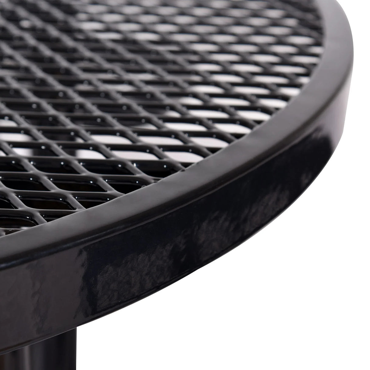 Round Outdoor Steel Picnic Table With Umbrella Pole - Furniture Home Direct