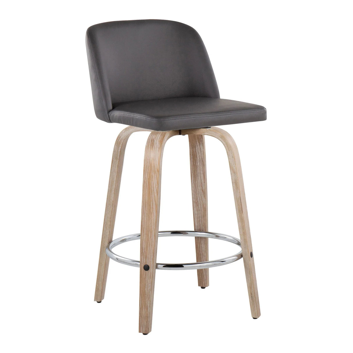 Toriano - Modern Design Fixed Height Counter Stool With Swivel With Round Footrest (Set of 2) - Furniture Home Direct