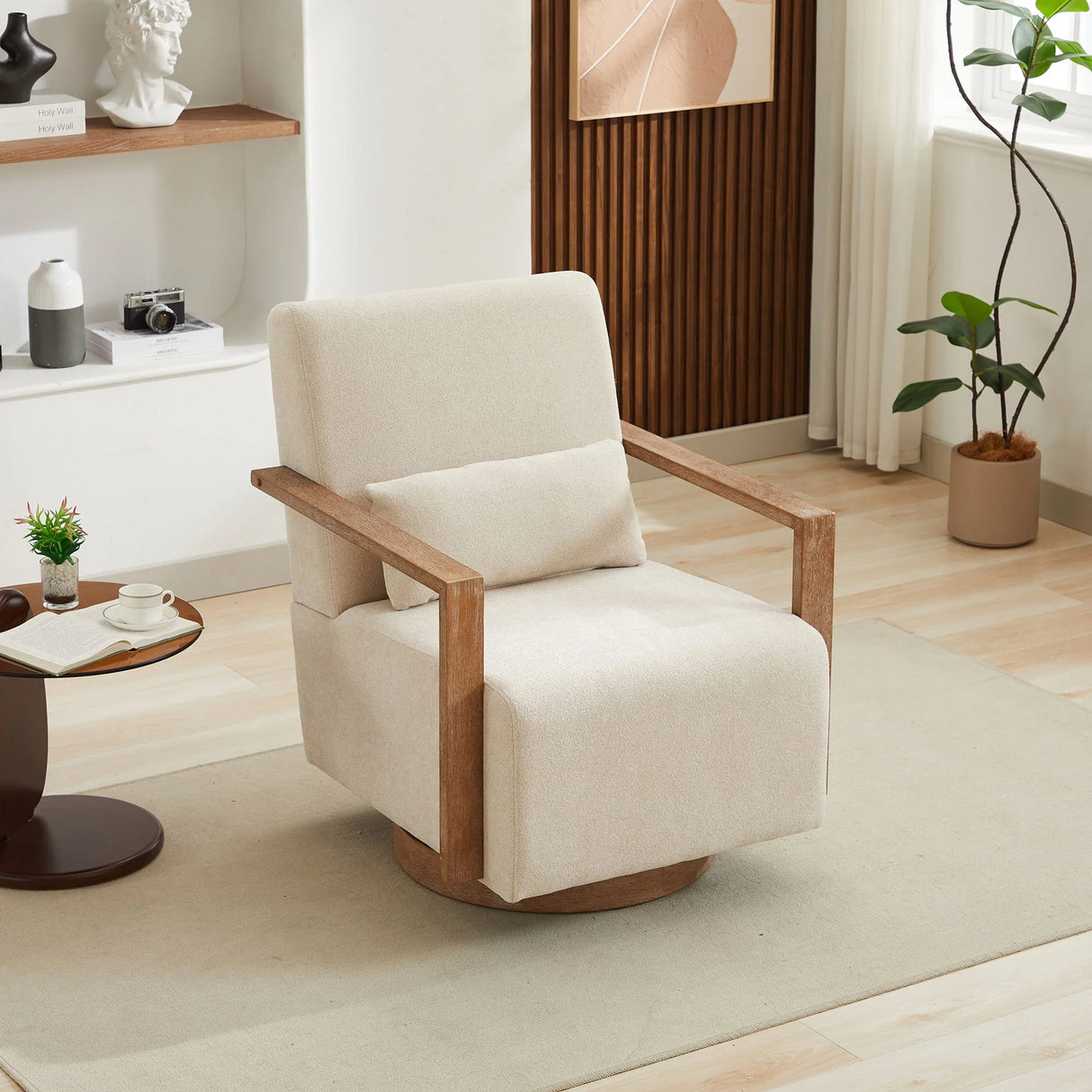 Swivel Modern Upholstered Accent Chair With Armrests - Furniture Home Direct