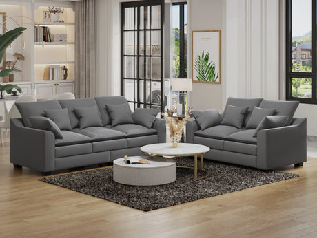 2 Piece Living Room Set Including Sofa and Love seat with Pillows - Grey - Furniture Home Direct