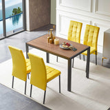 5 Piece Dining Set Including Velvet High Back Nordic Dining Chair & Creative Design Dining Table - Furniture Home Direct
