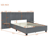 Queen Bed Upholstered Platform With Tall Headboard Gray - Furniture Home Direct