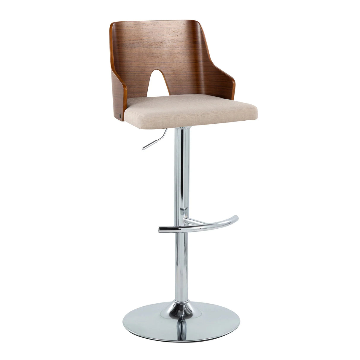 Ariana - Mid Century Modern Adjustable Barstool Stool With Swivel With Rounded T Footrest (Set of 2) - Furniture Home Direct