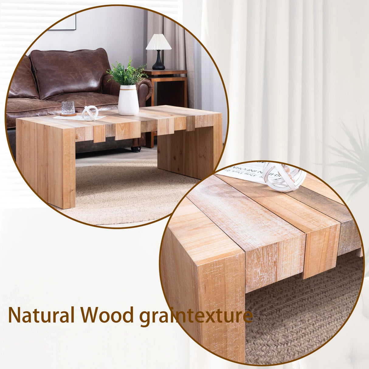 Coffee Table Rustic Slat Design Engineered Wood Multicolor - Furniture Home Direct