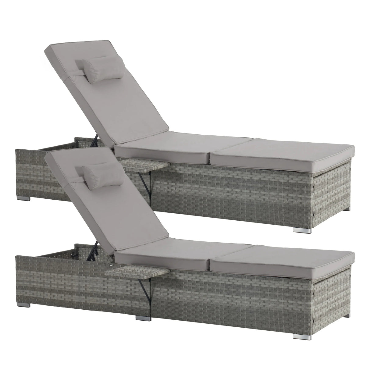 Outdoor Chaise Lounge Set With Cushions Patio Light Gray - Furniture Home Direct