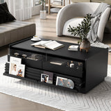 Modern Rectangle Coffee Table With 4 Drawers And 2 Display Shelves - Furniture Home Direct